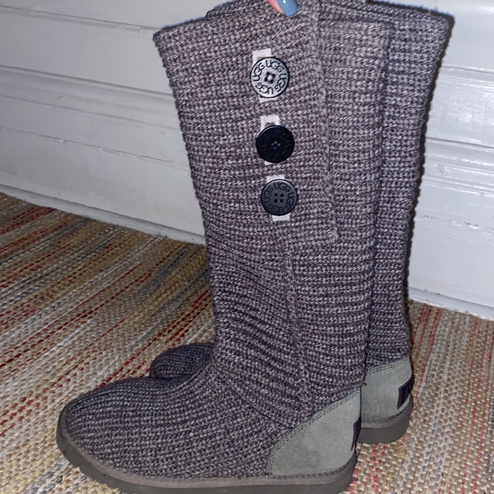 Tall Grey Knit UGG boots
